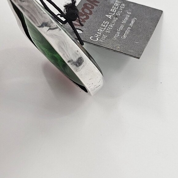 Charles Albert Dichroic Green Art Glass Fine Sterling Silver Necklace Pendant - Picture 10 of 10